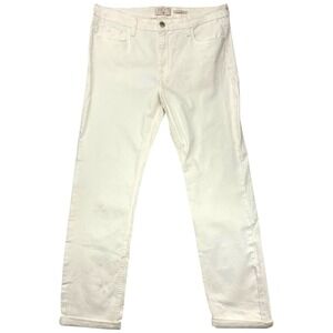 Jen7 by 7 For All Mankind Straight Crop & Roll White Jeans Size 14